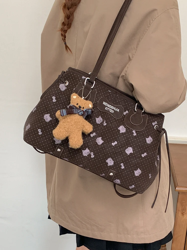 新入荷-大容量-可愛い-クロスボディ-ショルダーバッグ-ダブルストラップ-通勤スタイル-バックパック-撥水加工-若者向け