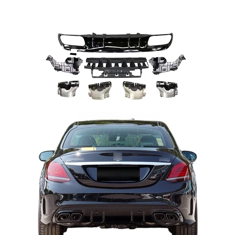 Genuine rear diffuser For Mercedes Benz W205 C-class C200L C240 C250 C280 C43 AMG diffuser upgrade C63 AMG Rear lip exhaust pipe