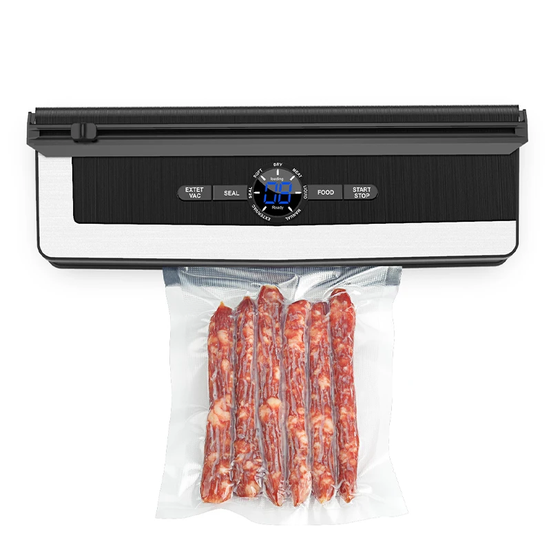 Vacuum Sealer with Cutter Roll Storage Time Display Pulse Function and NTC Overheating Protection