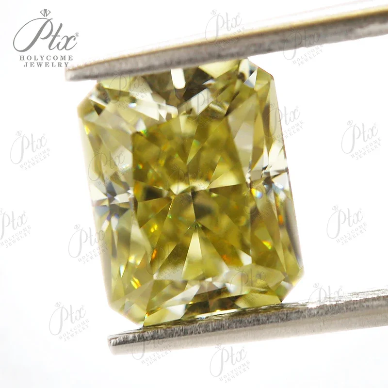 Moissanit-Losesteine, goldgelbe Farbe, Crush Iced Radiant-Schliff, für Schmuck, Ringe, Ohrringe, DIY-Herstellung, hochwertige Perlen und Charms – Detail 7