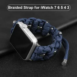 Nylon Braided Strap for Apple Watch Band Series 7/6/5/4/3 SE Metal Sport Bracelet for Iwatch 41/45/38/40/42/44mm Adjustable Man