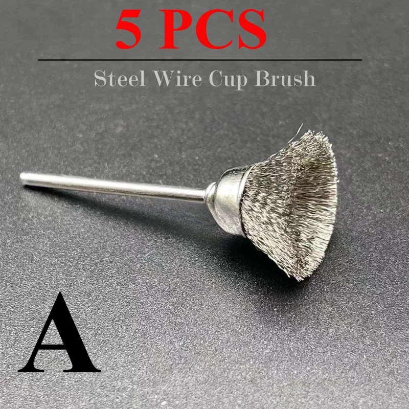 5Pcs 235mm Shank Abrasive Bowl Polishing Brush with Brass Steel Bristles for RotaryTool Metal Polishing Cleaning Deburring
