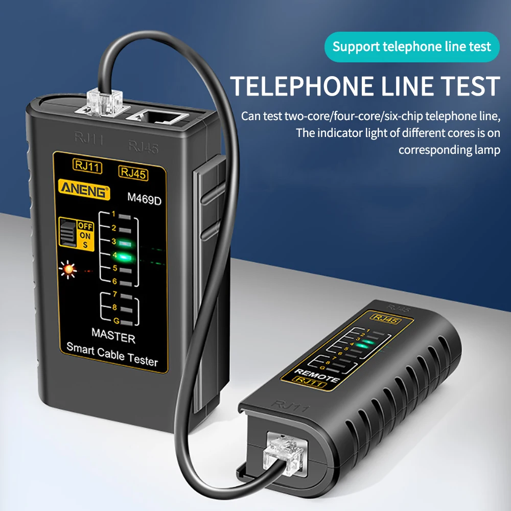 ที่มีคุณภาพสูง M469D RJ45 สาย lan เครื่องทดสอบเครื่องทดสอบสายเคเบิลเครือข่าย RJ45 RJ11 RJ12 CAT5 UTP LAN เครื่องทดสอบสายเคเบิลเครือข่ายซ่อมเครื่องมือ