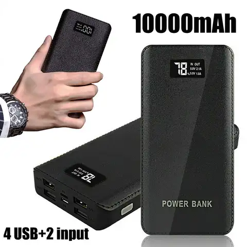 10000 mAh Portable Power Bank 10W 4USB 5V2A DC Fast Charger LED Display Large Capacity Battery Charger For iPhone 13 14 Samsung