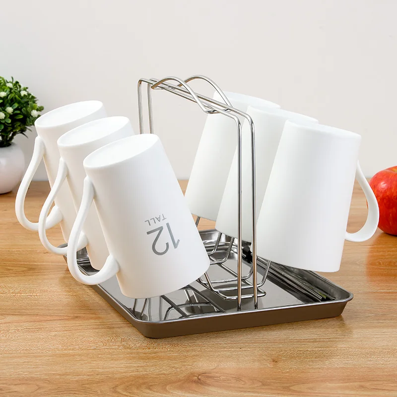 

Stainless Steel Desktop Cup Rack Inverted Mug Holder Glass Cup Hanger Beer Bottle Drying Stand Modern Kitchen Organizer