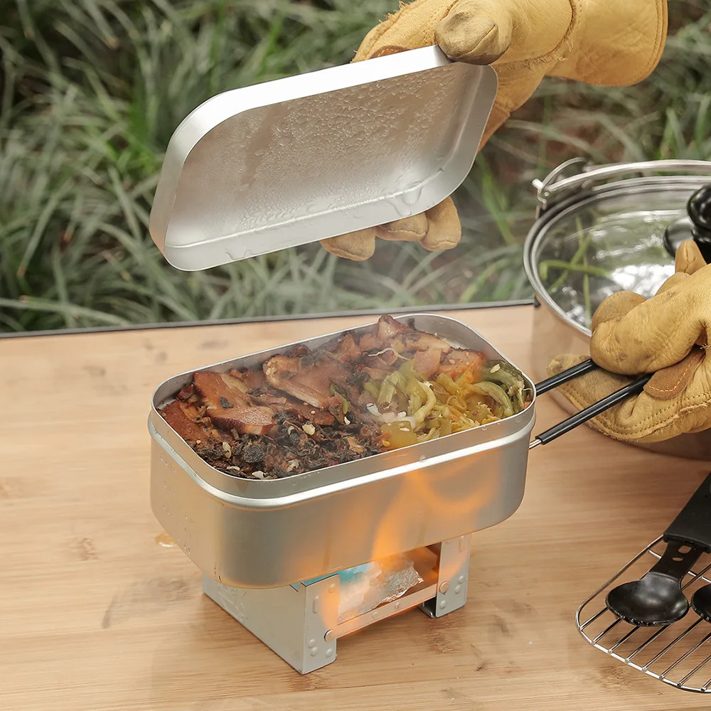 

Aluminum lunch box outdoor reheatable lunch box with lid with handle gloves camping set bowl travel lunch box lunch box