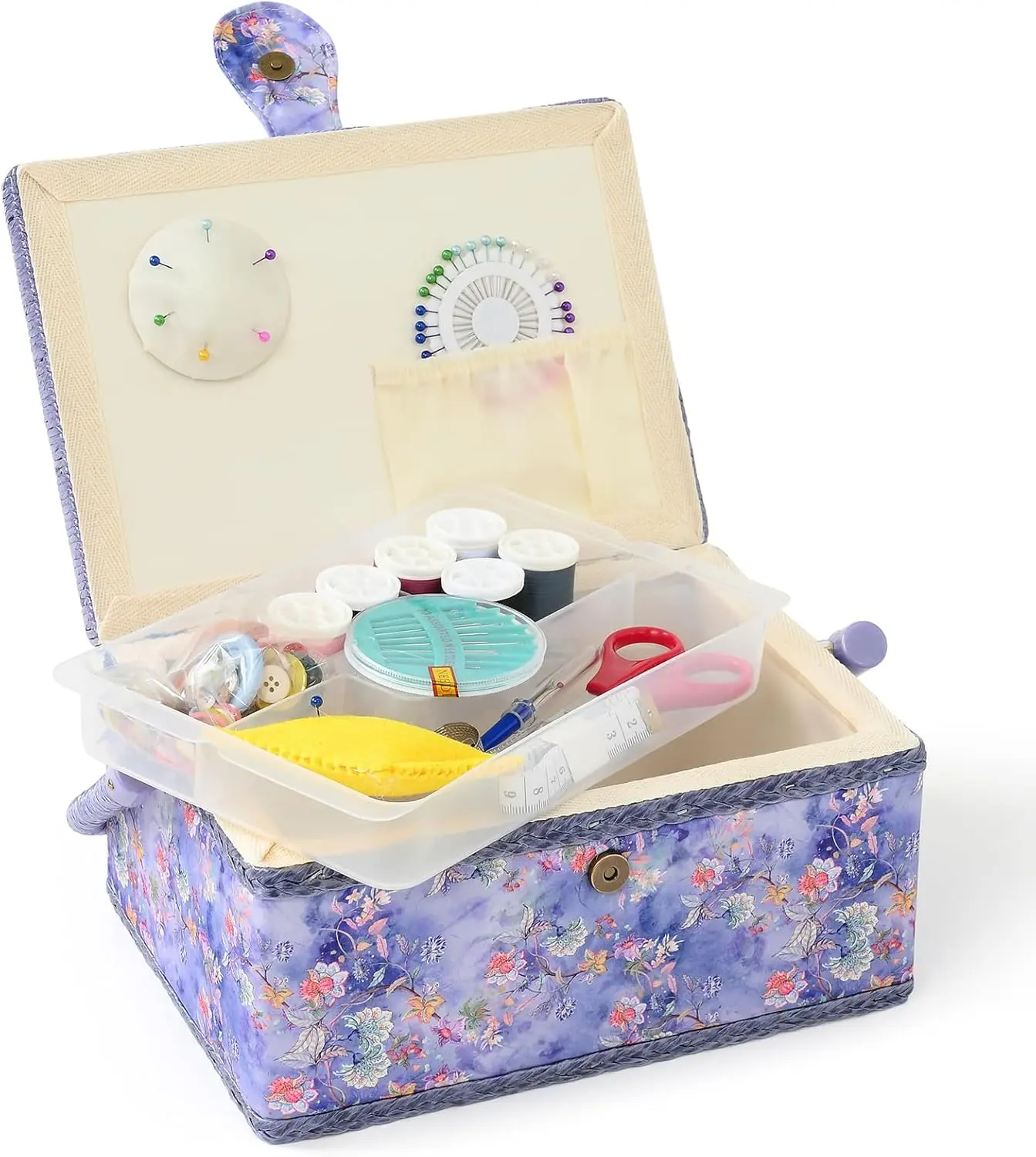 

Medium Sewing Box for Supplies, Organizer Storage Kit Christmas Gift in Baby Blue
