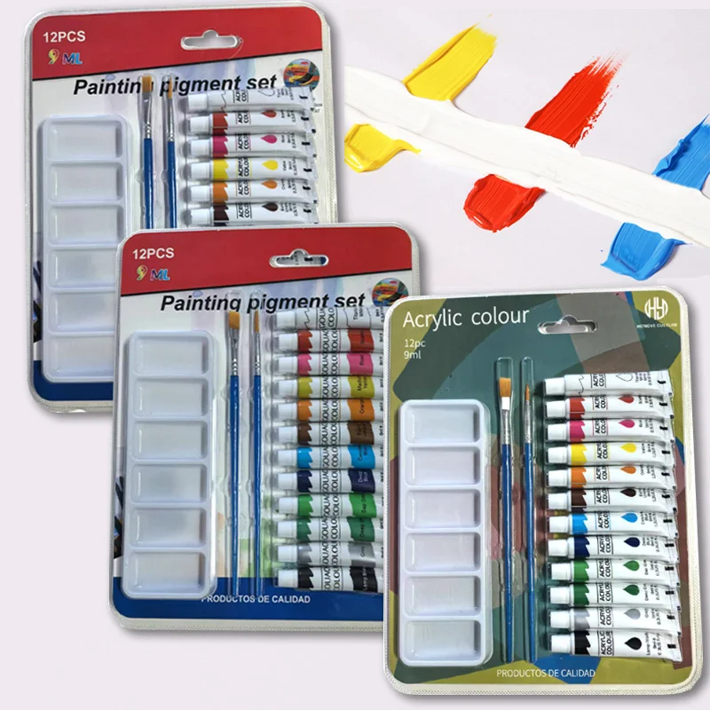 

9ml 12color Acrylic Watercolor Gouache Oil Painting Pigment Set Quick-drying Waterproof Hand-painted DIY Graffiti Outdoor Sketch