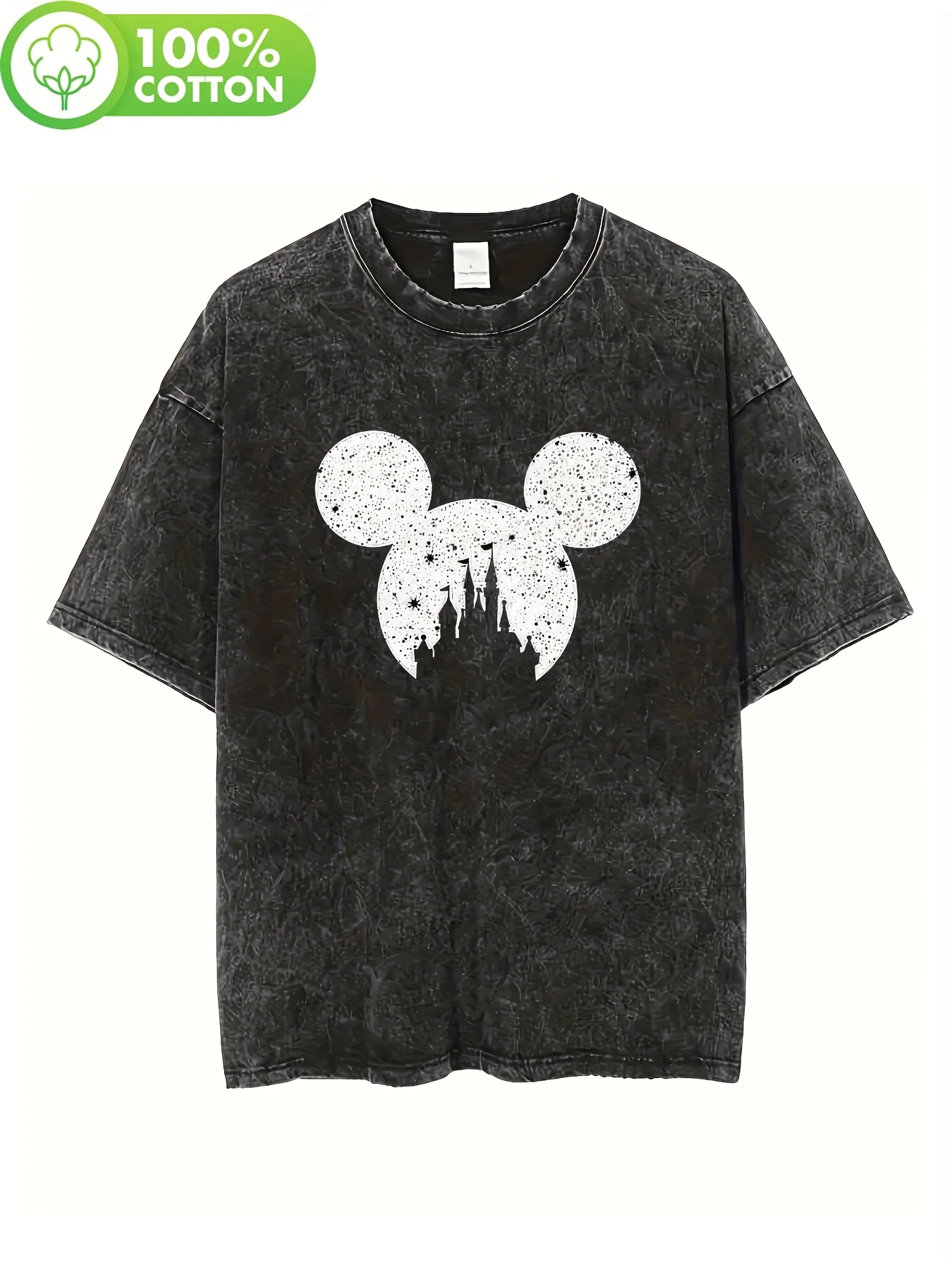 

Футболка с рисунком Микки Мауса Диснея — повседневный стираный топ с короткими рукавами в стиле ретро, повседневный топ с мультяшным принтом