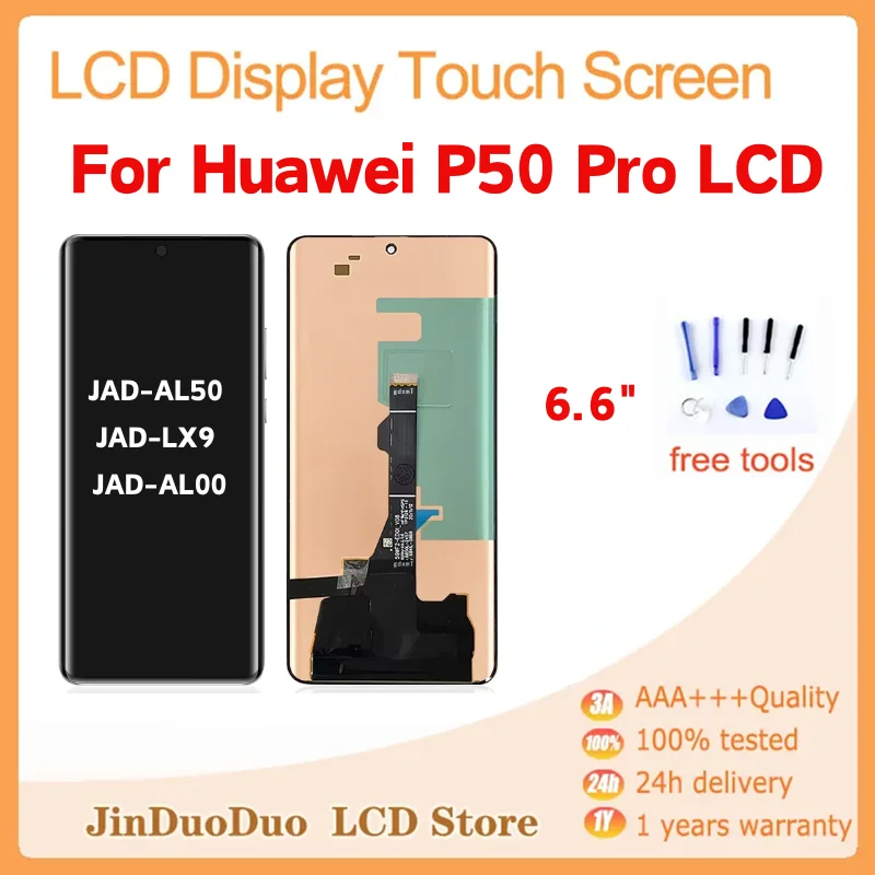 

6.6'' For Huawei P50 Pro LCD Display Touch Screen Digitizer Assembly For huawei P50 Pro JAD-AL50 JAD-LX9 JAD-AL00 Replacement