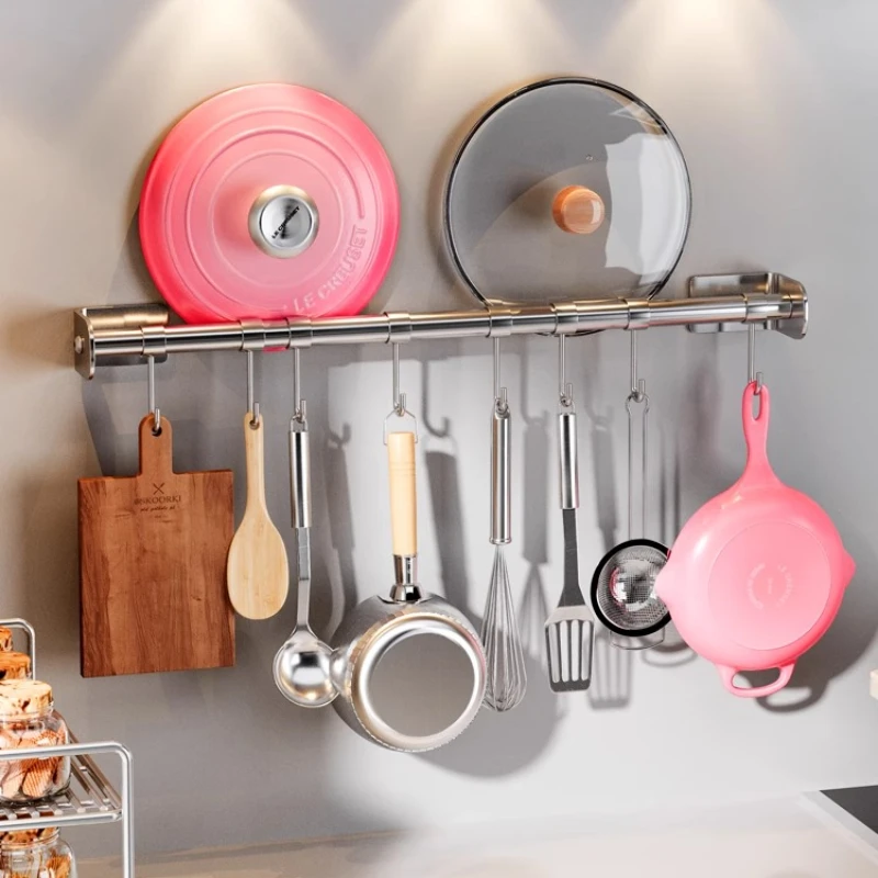 

Stainless Steel Kitchen shelf Hooks Wall Mounted Organizer for Pots Lids Multi-Functional Utensil Rack Space Saving Tool Holder