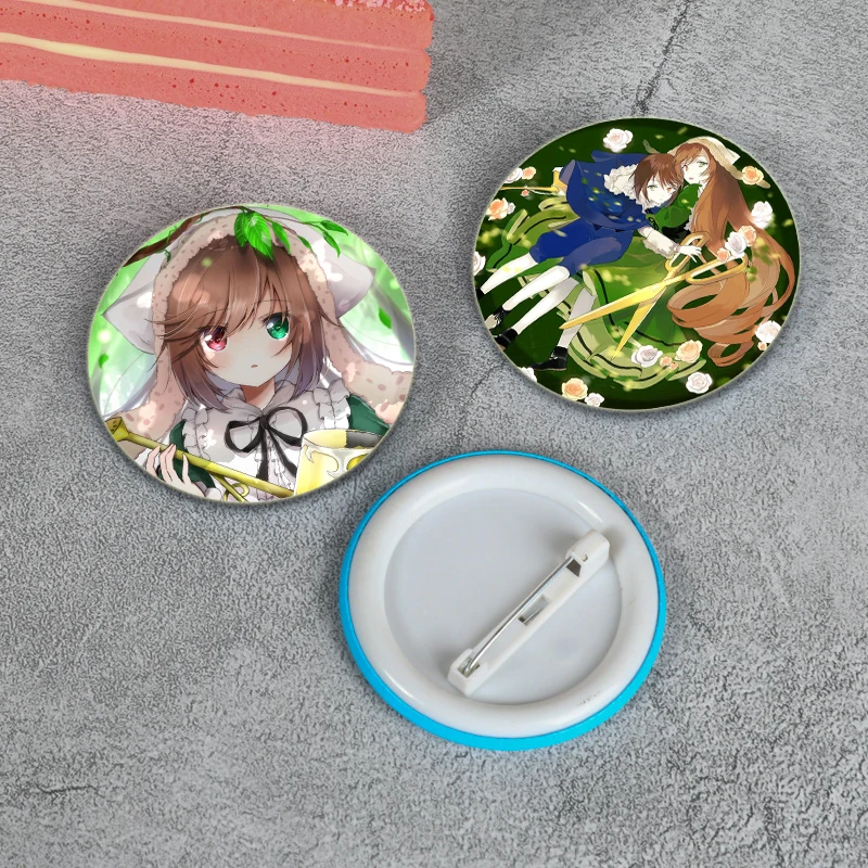 Rozen Maiden Print Brooch Anime Badge Cartoon Figure Mercury Lamp Round Display Brooches Lapel Pins Jewelry Accessories Gift