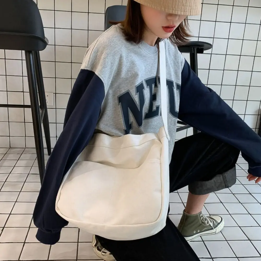 

Solid Color Canvas Tote Bag Multifunctional Large Capacity Women Handbag Simple Commuting Student Shoulder Bags Outdoor