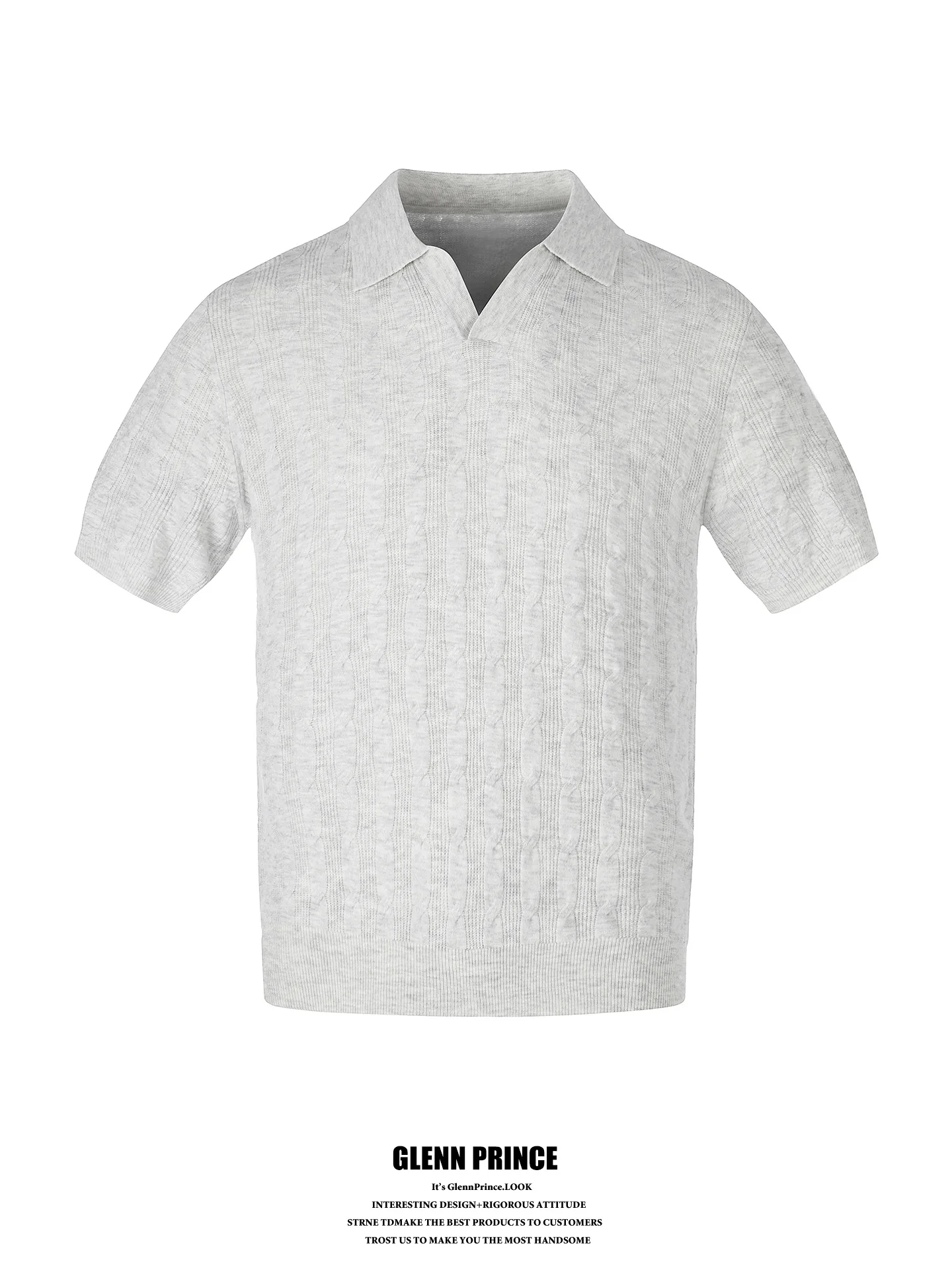 

GPstudio Men's Knitted Shirt Casual Short Sleeve Ocean Collar T-Shirt Vintage Twist Business Leisure Shoulder Fit Summer...