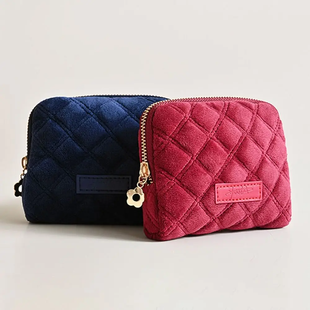

Velvet Jewelry Storage Bag Diamond Pattern Large Capacity Storage Pouch Tassel Zipper Little Fragrance Wind Jewelry Organizer