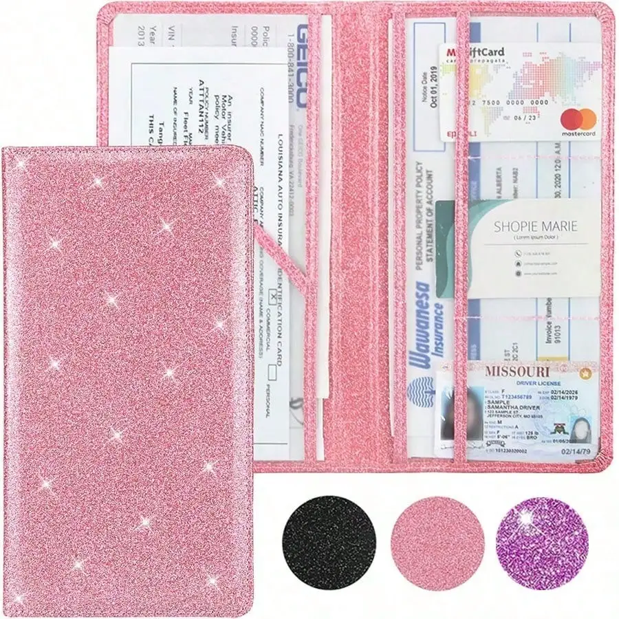 

Car Registration And Insurance Card Holder, Vehicle License Document Glove Box Compartment Organizer, Interior Car