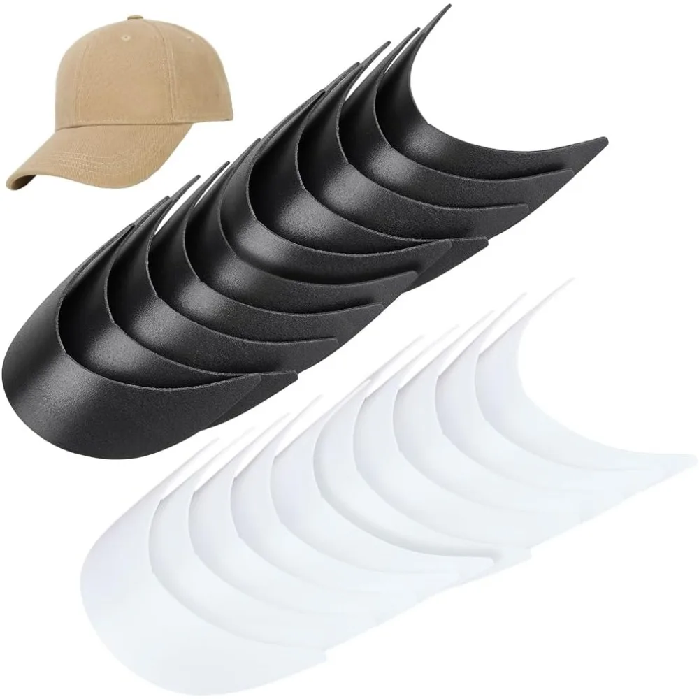 20Pcs 2 Colors Baseball Cap Visor Insert Black & White Ball Cap Form Shaper Plastic Hat Brim Baseball Hat Shaper Bump Cap Insert