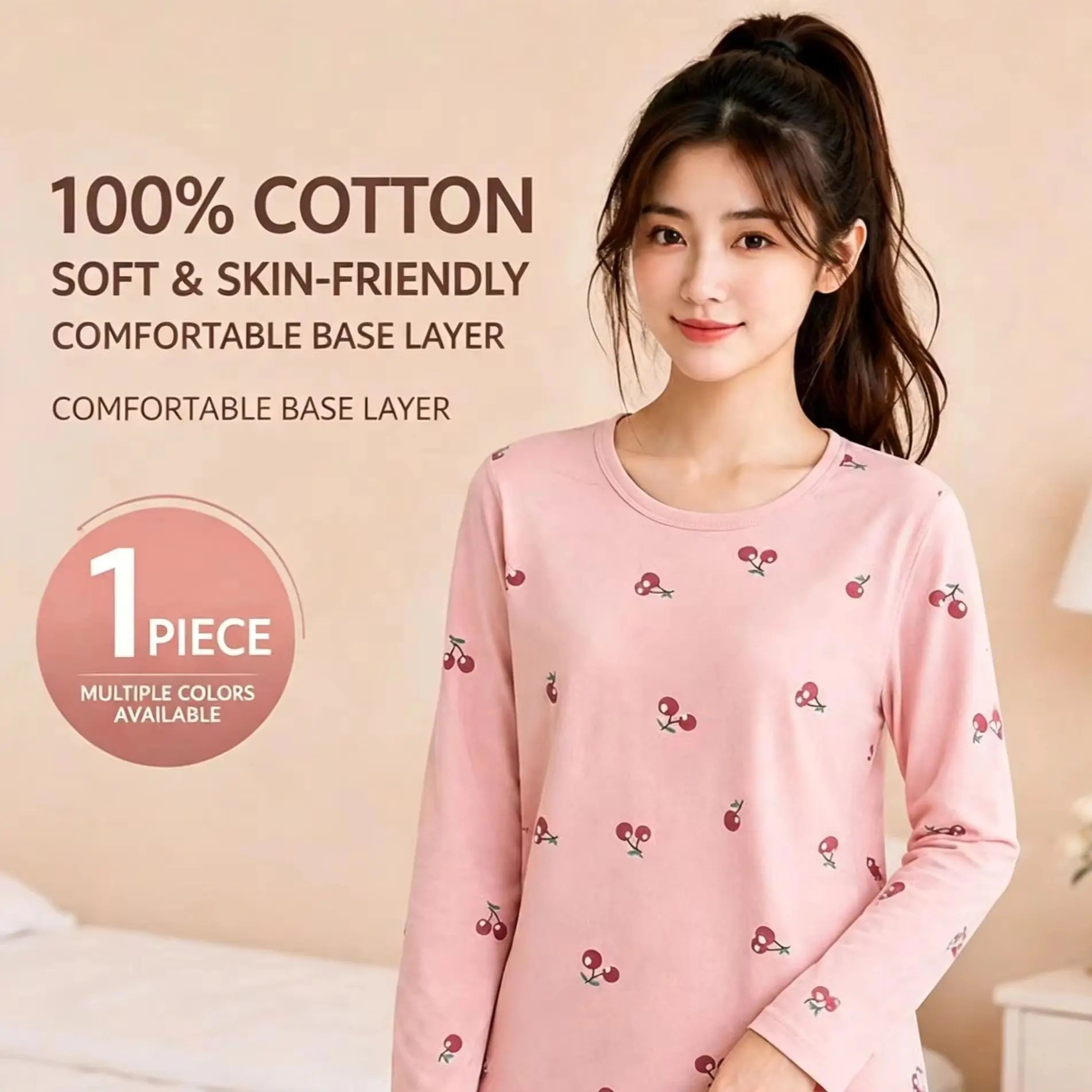 100% Cotton Kids Girl Winter Autumn Men's and Women's Children's Long-sleeved Bottoming Shirt Top Large Medium Clothes Pajamas