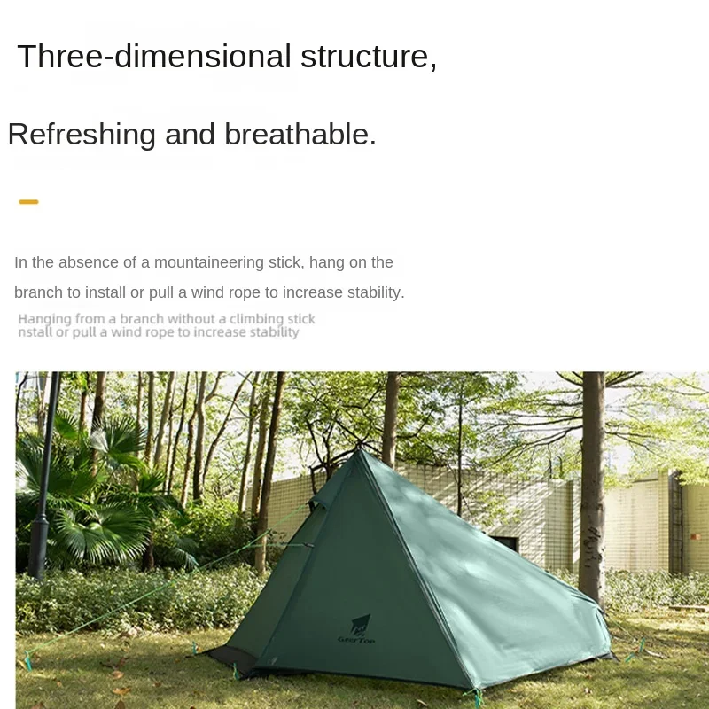 Imagem -05 - Silicone Revestido Nylon Camping Tent Tenda Pirâmide Leve Prova de Chuva Triângulo ao ar Livre Rasgo Resistente