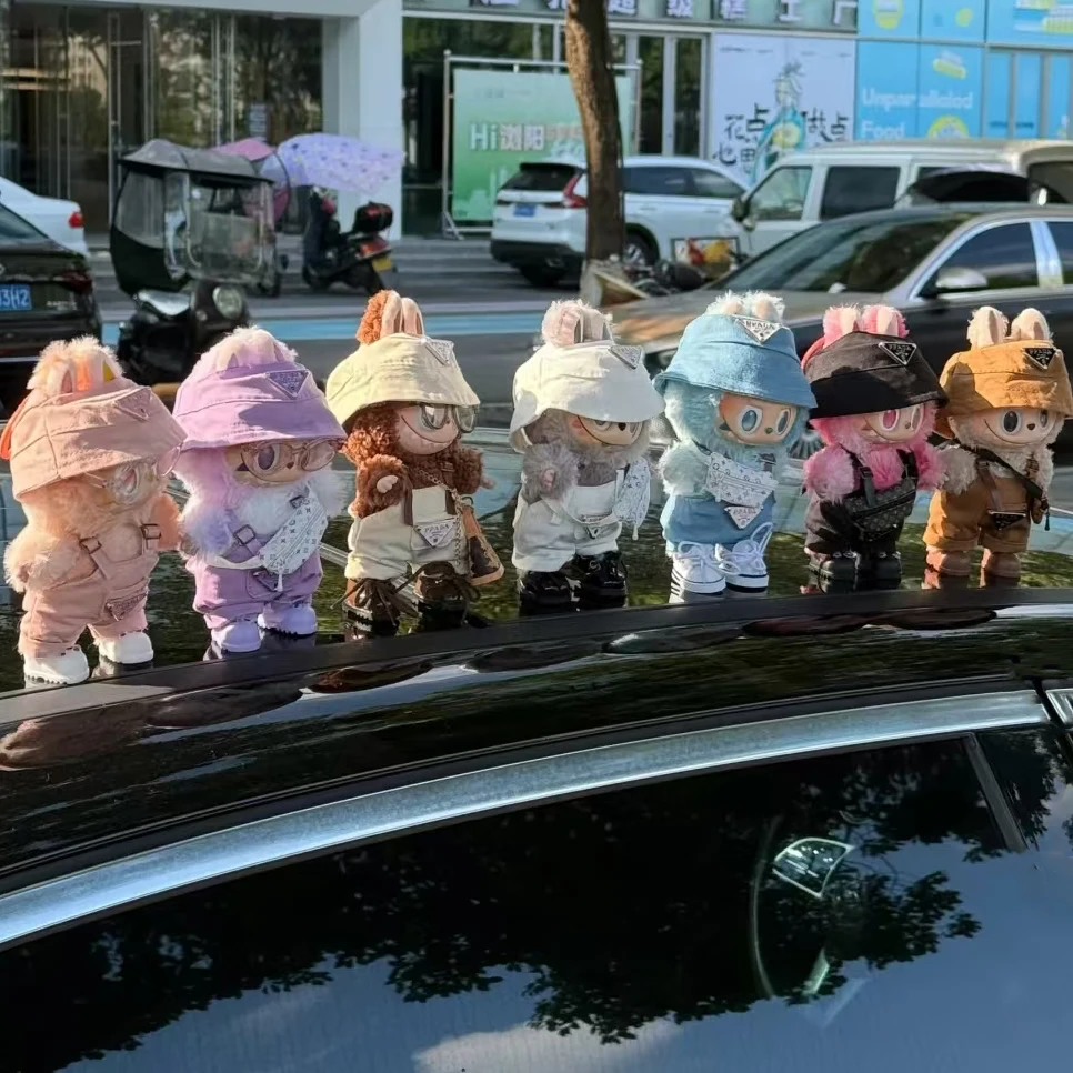 Para 15 17cm mini boneca de pelúcia roupas diy labubu ídolo boneca sentado festa calças trabalho roupas luxo festa jogo presentes acessórios