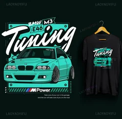 Retro Germany EUDM-E34 M5 E46 Tshirts Motorsport Men Cotton T Shirt for M Series Old Legend E30 M3 Classic Car Fans GT3 GT2 Tops