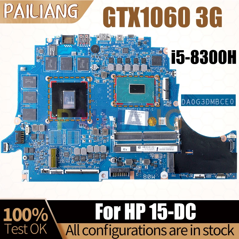 For HP 15-DC Laptop Mainboard DA0G3DMBCE0 L24338-601 GTX1060 3G i5-8300H Notebook Motherboard Full Test