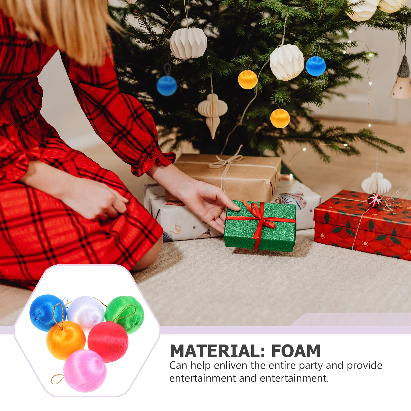 

4Packs Festive Colorful Ball Ornaments Small Round Hanging Decor Xmas Holiday Wedding Party Supplies Multi-Purpose Decor