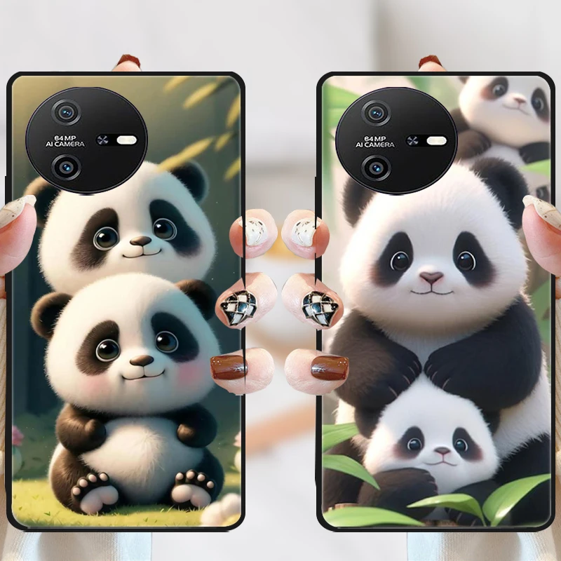 Oscal Tiger 12 케이스 Tiger12 블랙 귀여운 팬더 커버 실리콘 소프트 백 케이스 Oscal Tiger 12 전화 케이스 보호 쉘