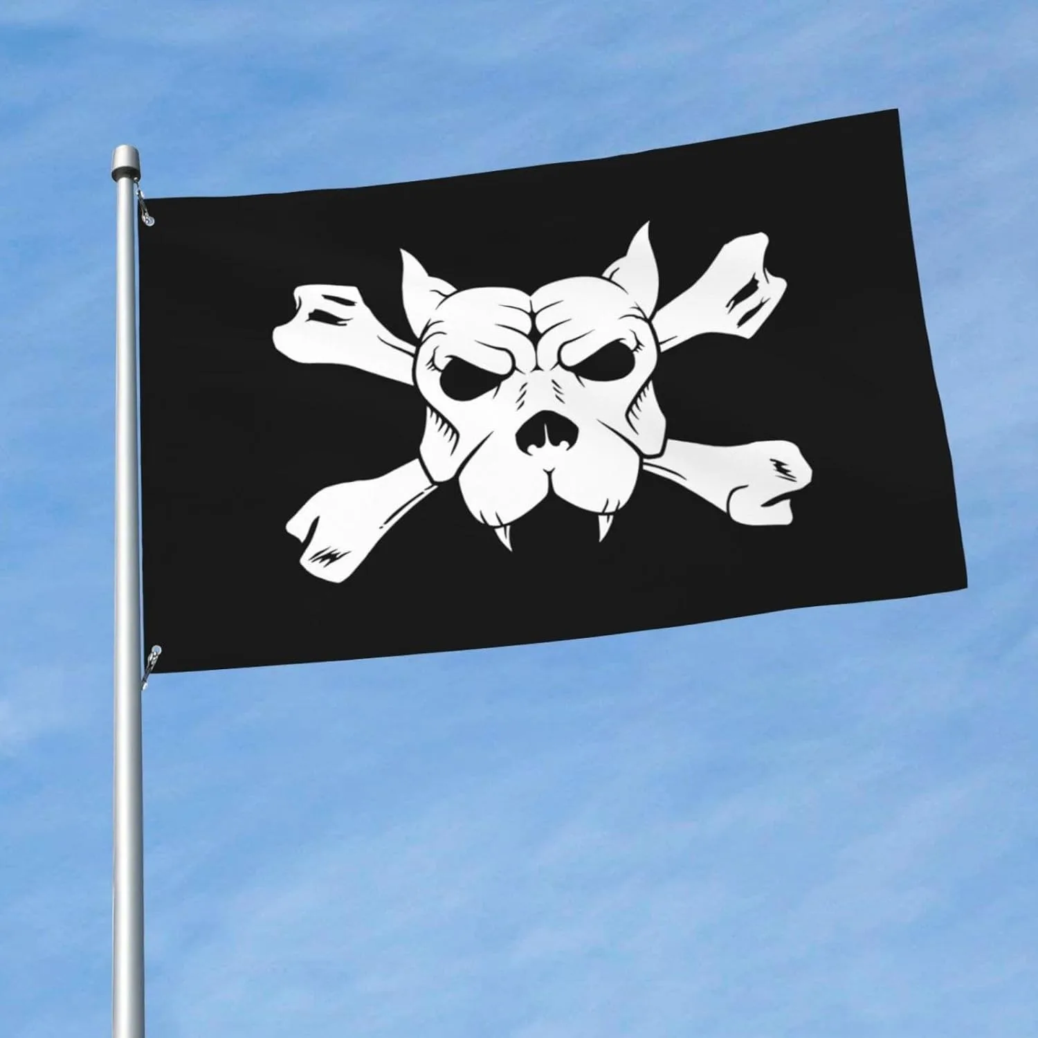 Dog Skull Polyester Flag Durable Garden Yard Banner Rust-Proof Metal Grommets Indoor Outdoor Decor No Electricity Needed