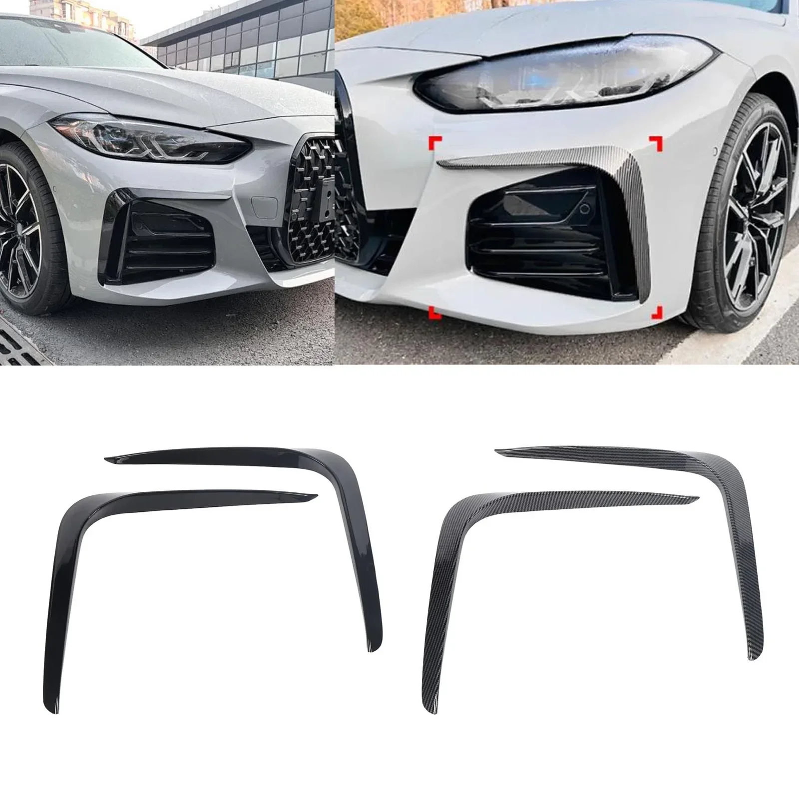 

1 пара переднего разветвителя вентиляционного отверстия, улучшенный аэродинамический разветвитель, обрезающий ветровой нож для BMW 4 серии G26 M Sport 2020 +