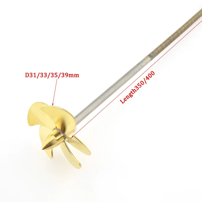 1 zestaw elastycznych wałów 4mm lewoskrętnych/prawoskrętnych + miedziana śruba napędowa z 5 łopatkami (D31/33/35/39mm) Mini śmigło do modeli łodzi RC