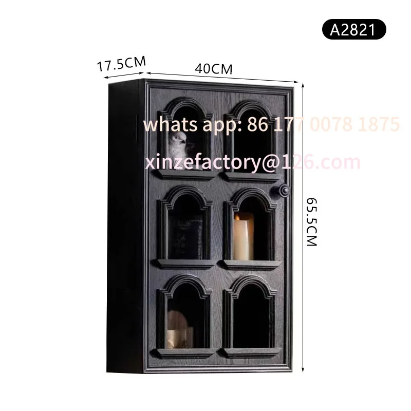 Customizable Arcaded Wall Cabinet - Elegant Black Display Cabinet for Treasures