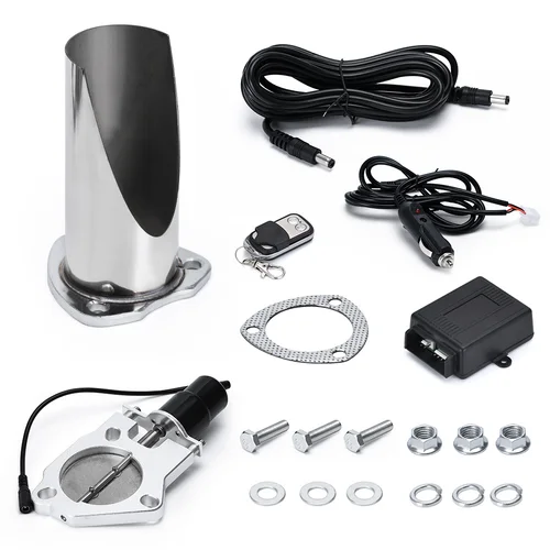 Imagen 2 del producto Tubo de escape de acero inoxidable recortado, Kit de silenciador de punta de escape de válvula eléctrica, 2,5 "" / 3""