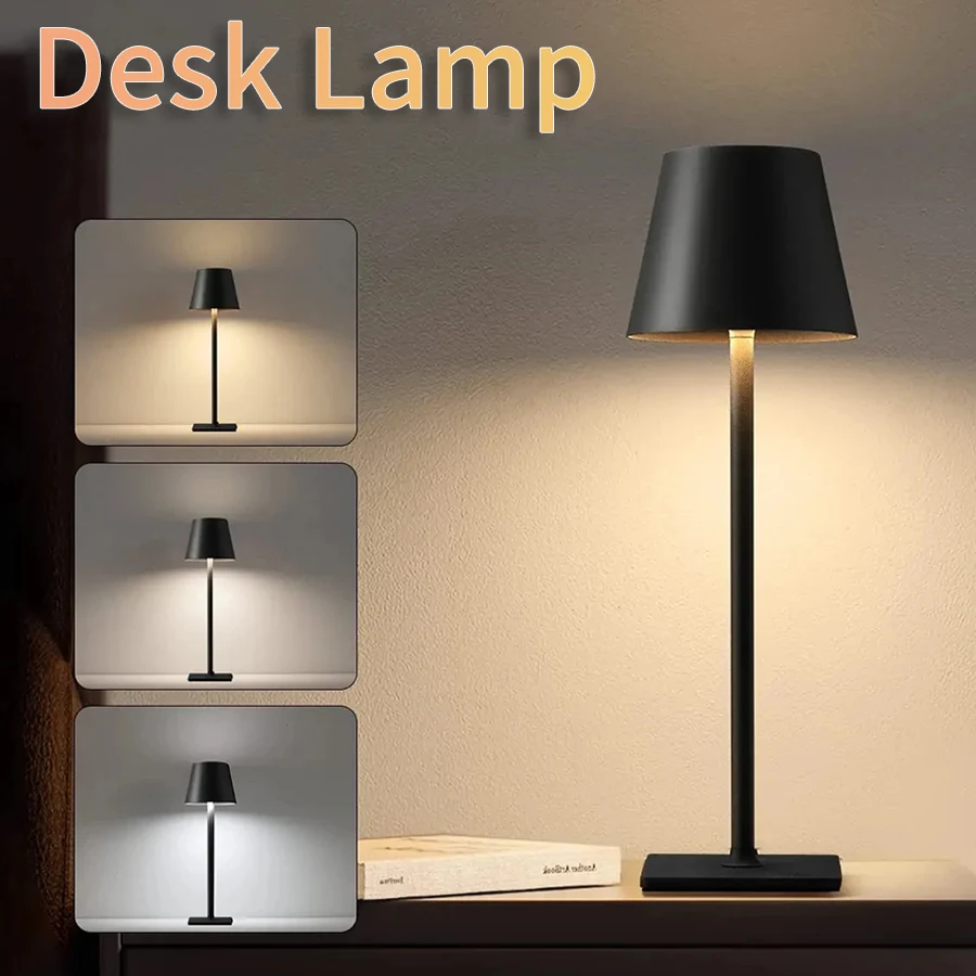 

Rechargeable LED Table Lamp Touch Switch 3 Color Tempurture Dimmable Desk Lamp For Restaurant Room Light Clubs Bar Cafe Decor