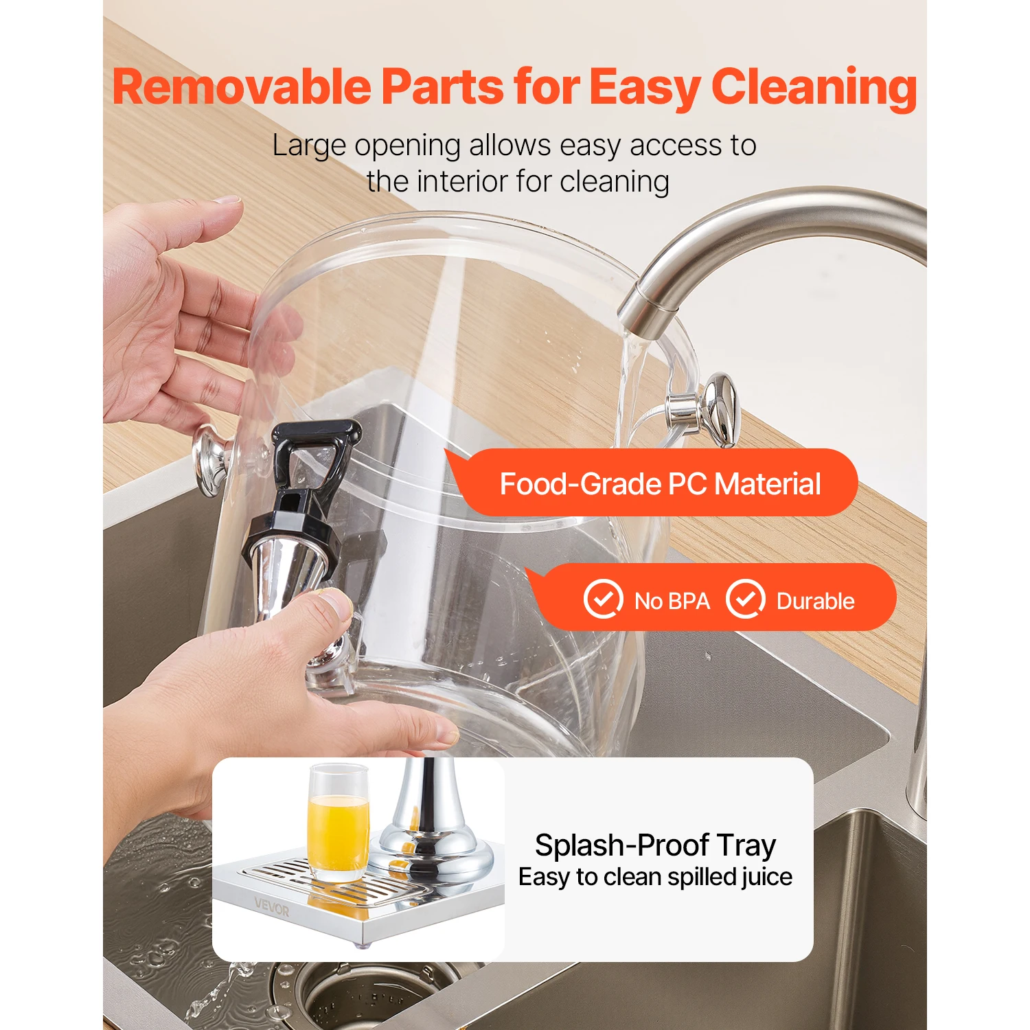 SucceBuy موزع المشروبات 2.1 جالون الفولاذ المقاوم للصدأ موزعات العصير البلاستيكية موزعات عصير عصير الليمون للمطاعم والفنادق