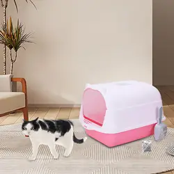WC cerrado para gato: bandeja anti-salpicaduras y portátil