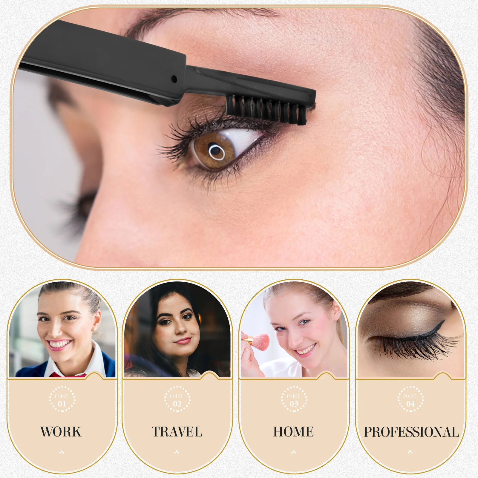 Peigne à cils pliant, séparateur de cils, brosse à sourcils double face, applicateur de Mascara, outil d'extension de cils léger et Portable