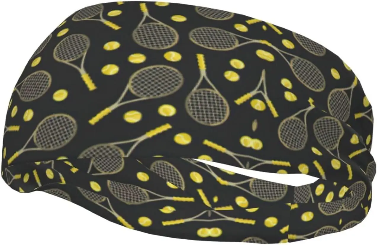 

Breathable,Lightweight Funny Tennis Racquets and Tennis Balls Print Sports Sweatband,Running,Yoga,Gym,Cycling,Basketball