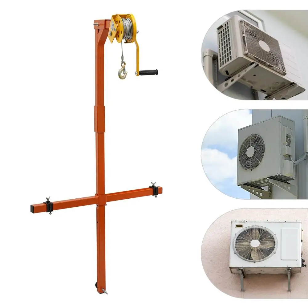 Air Conditioner Lifting Crane 15m/49.21ft Detachable Portable Tool 330lbs Load Stable Triangular Design Easy Assembly and