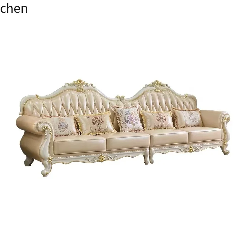 HXL Genuine leather sofa 123 combination living room fully equipped with high-end first-layer cowhide solid wood four-person