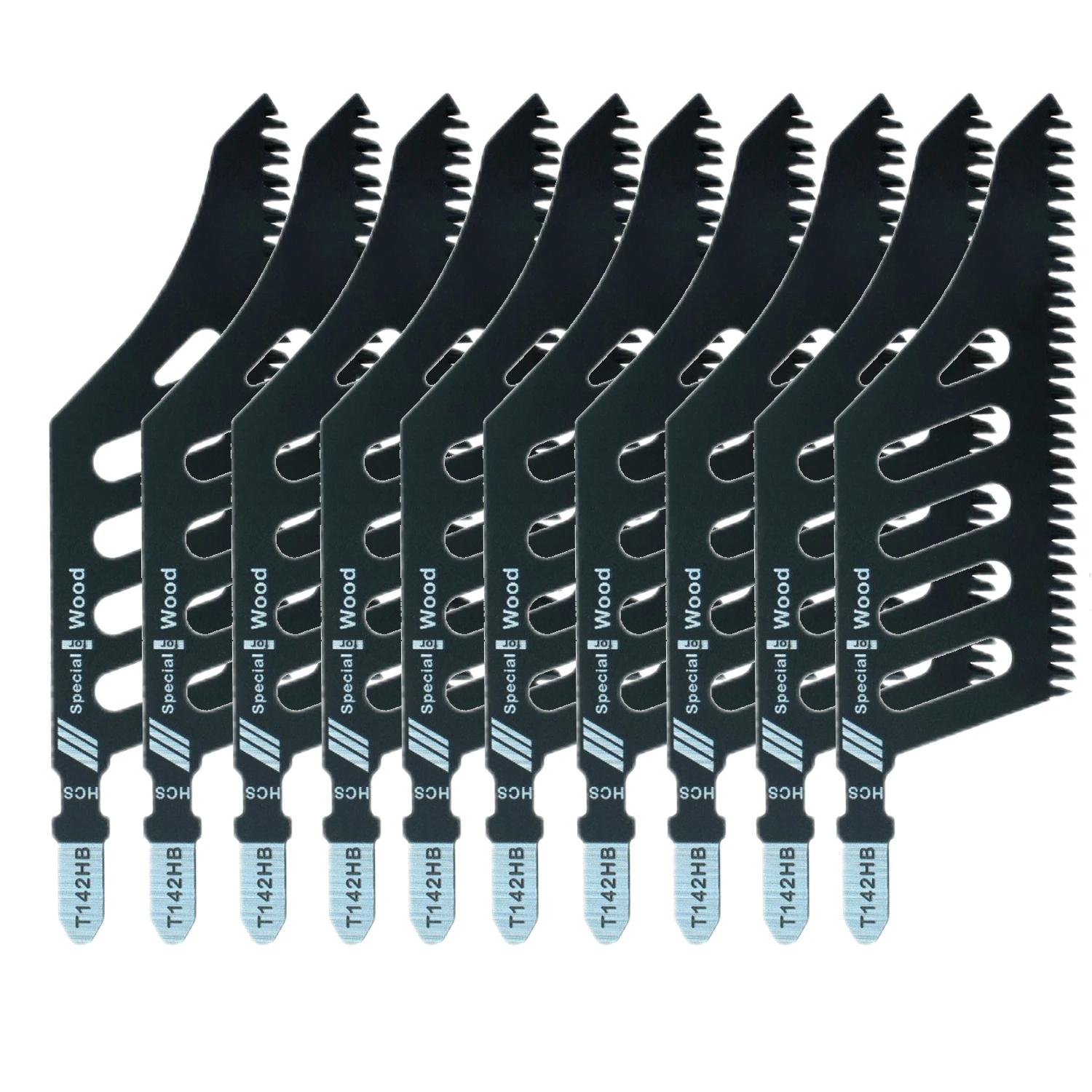 

10 шт. лезвия для лобзика, сверхмощный Т-образный хвостовик, дерево, алюминий, режущие грубые зубы, прецизионные инструменты для плотных помещений, сменные режущие инструменты