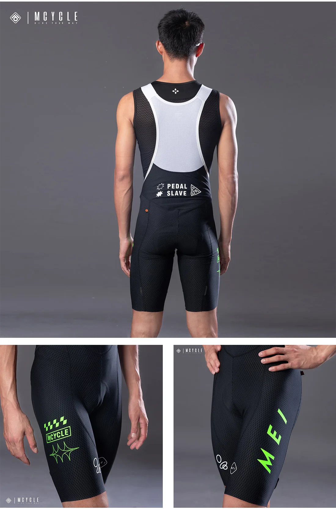 Mcycle Neues Design Radsport-Trägerhose, buntes Logo, Fahrrad-Trägerhose, atmungsaktiv, gepolstert, Fahrrad-Shorts, hohe Taille, Unisex-Radsport-Trägerhose – Detail 20