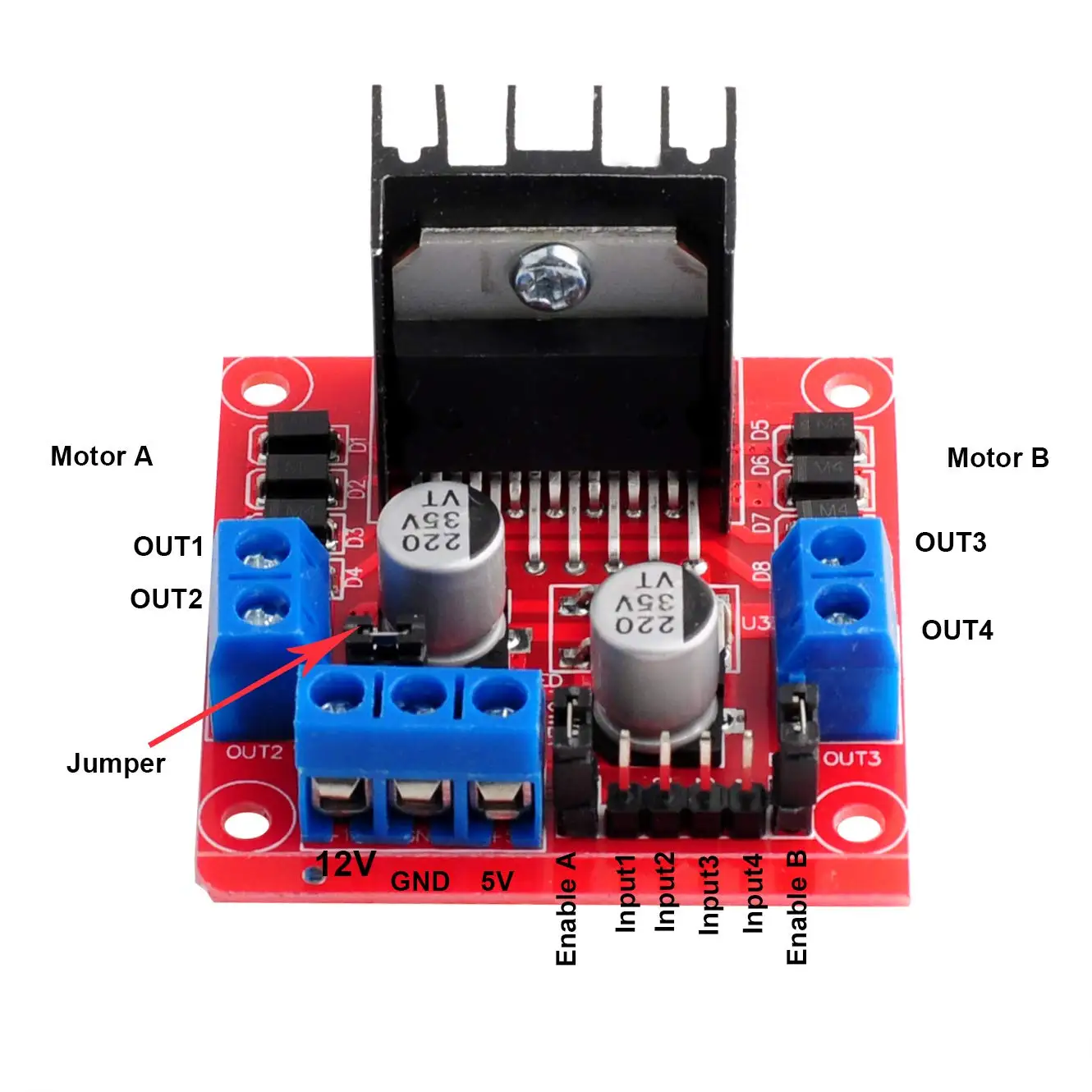 L298N Motor Drive Controller Board DC Dual H-Bridge Robot Stepper Motor Control and Drives Module for Arduino