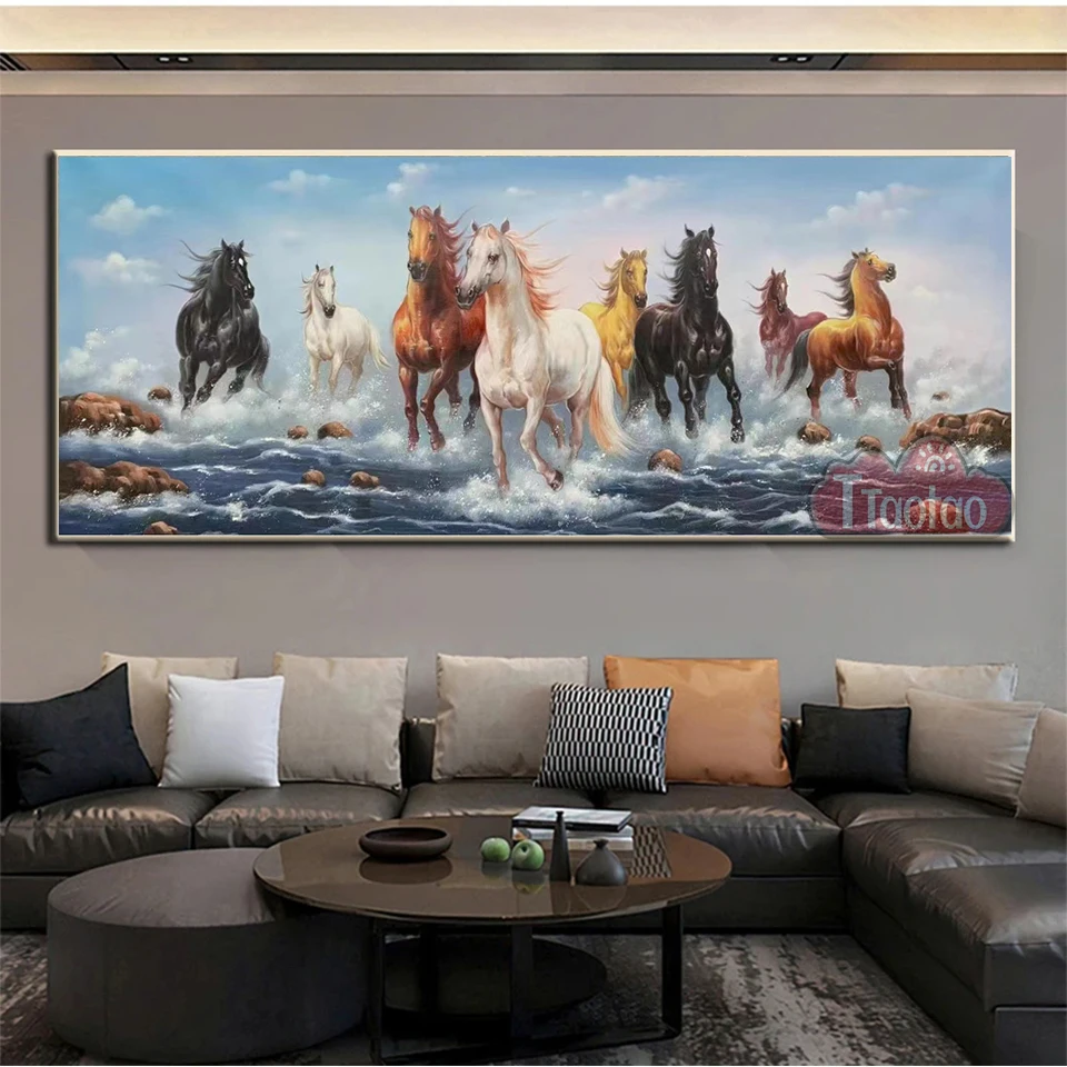 Decorazione della casa di grandi dimensioni pittura diamante 5D animale mosaico immagine fai da te pieno quadrato rotondo strass cavallo punto croce