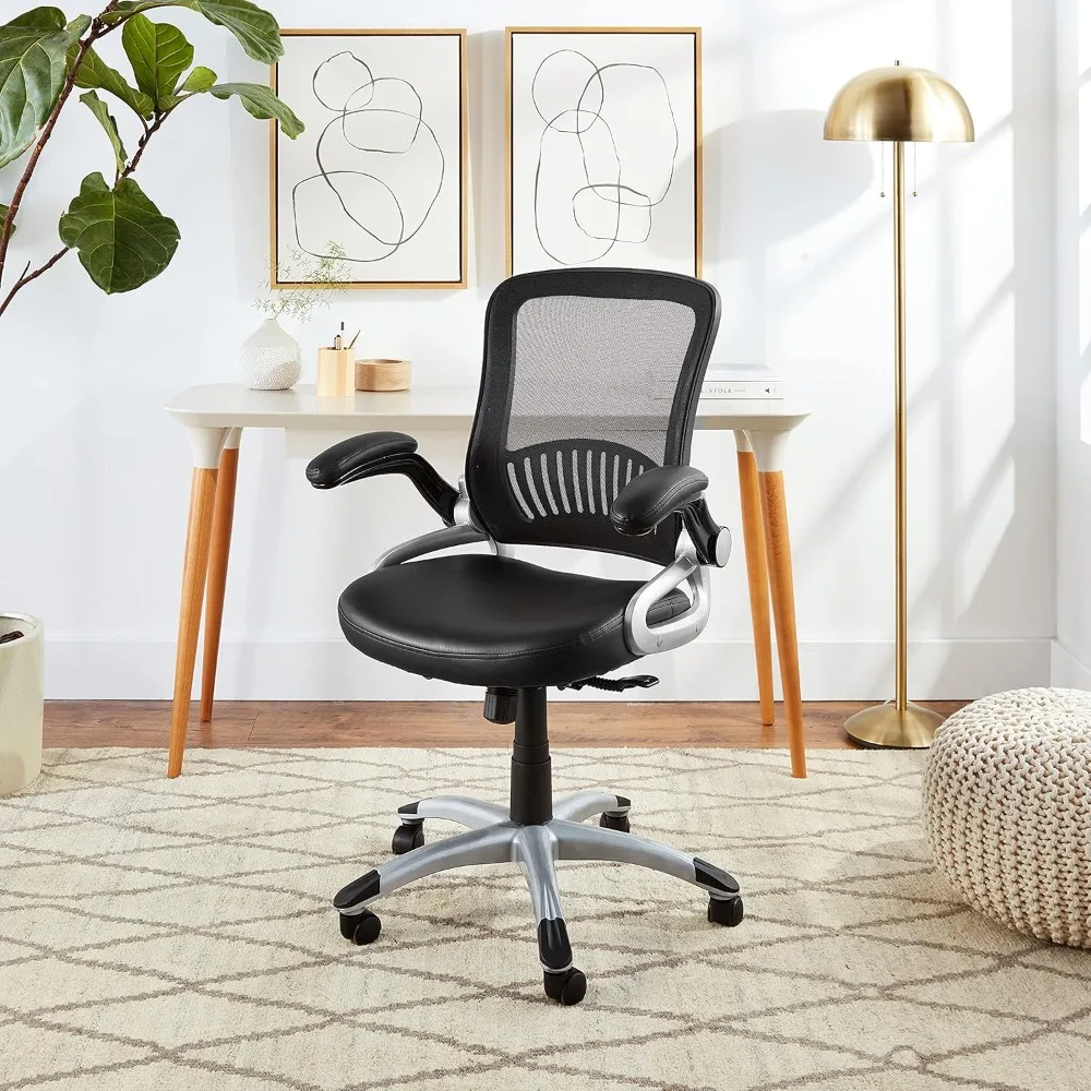 كرسي مكتب مكتب مدير جلدي قابل للتعديل من سلسلة Office Star EM مع مقعد مبطن سميك ودعم قطني مدمج،