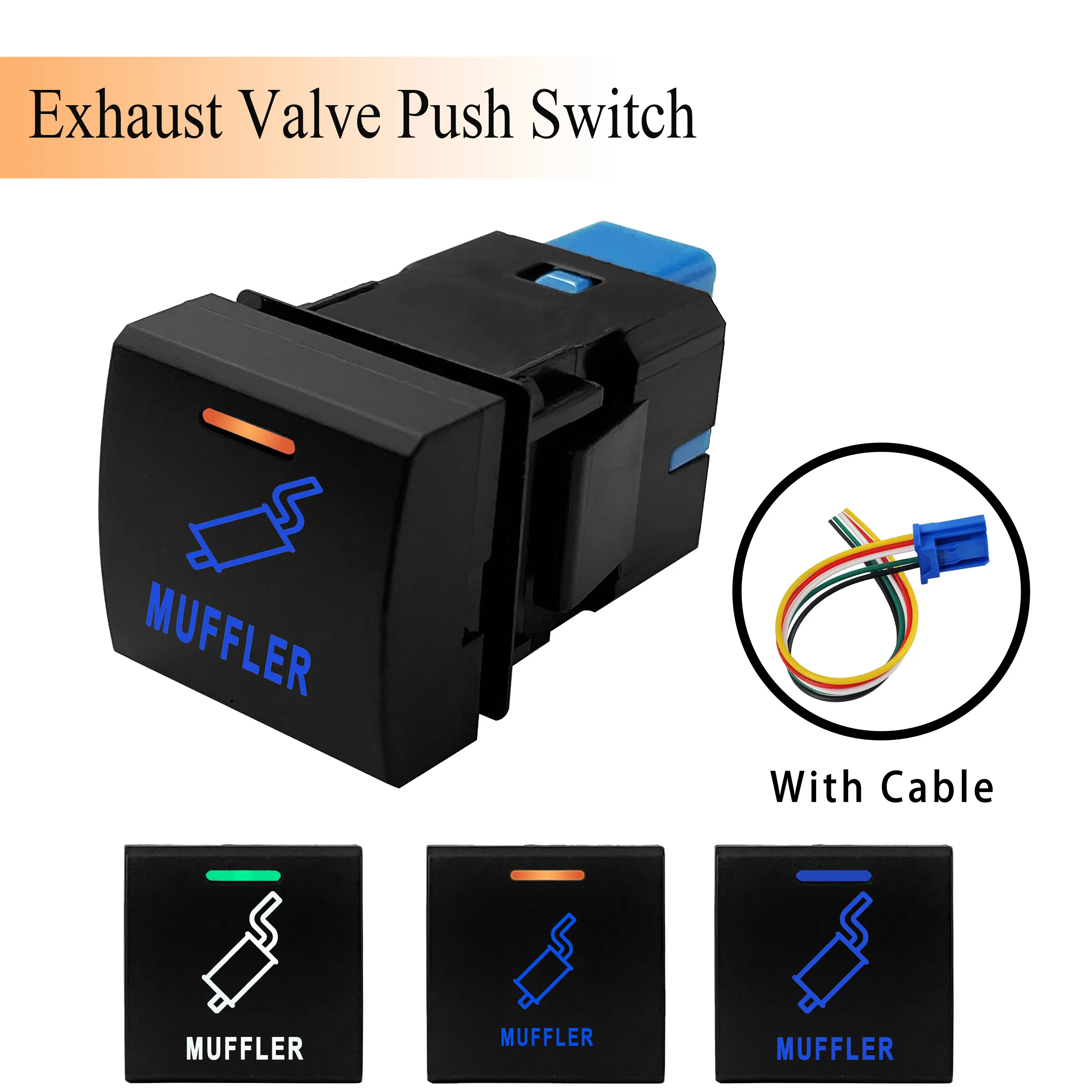 Car Amber Blue Green White LED Light Exhaust Pipe On Off Switch Push Button Muffler for Toyota LandCruiser Prado Camry