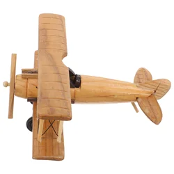 Retro Wooden Plane Toys Vintage Model Crafts Airplane Room Decor Ornament Miniature