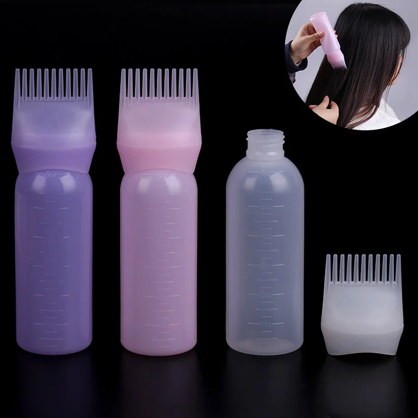 1PC Multicolor Plastic Hair Dye Refillable Bottle Applicator Comb Dispensing Salon Hair Coloring Hairdressing Styling Tool