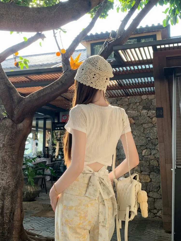 하이웨이스트 염색 프린트 루즈핏 여성 청바지 미국 스타일 여름 와이드 레그 팬츠 스트레이트 컷 바지 롱 플로어 길이 디자인