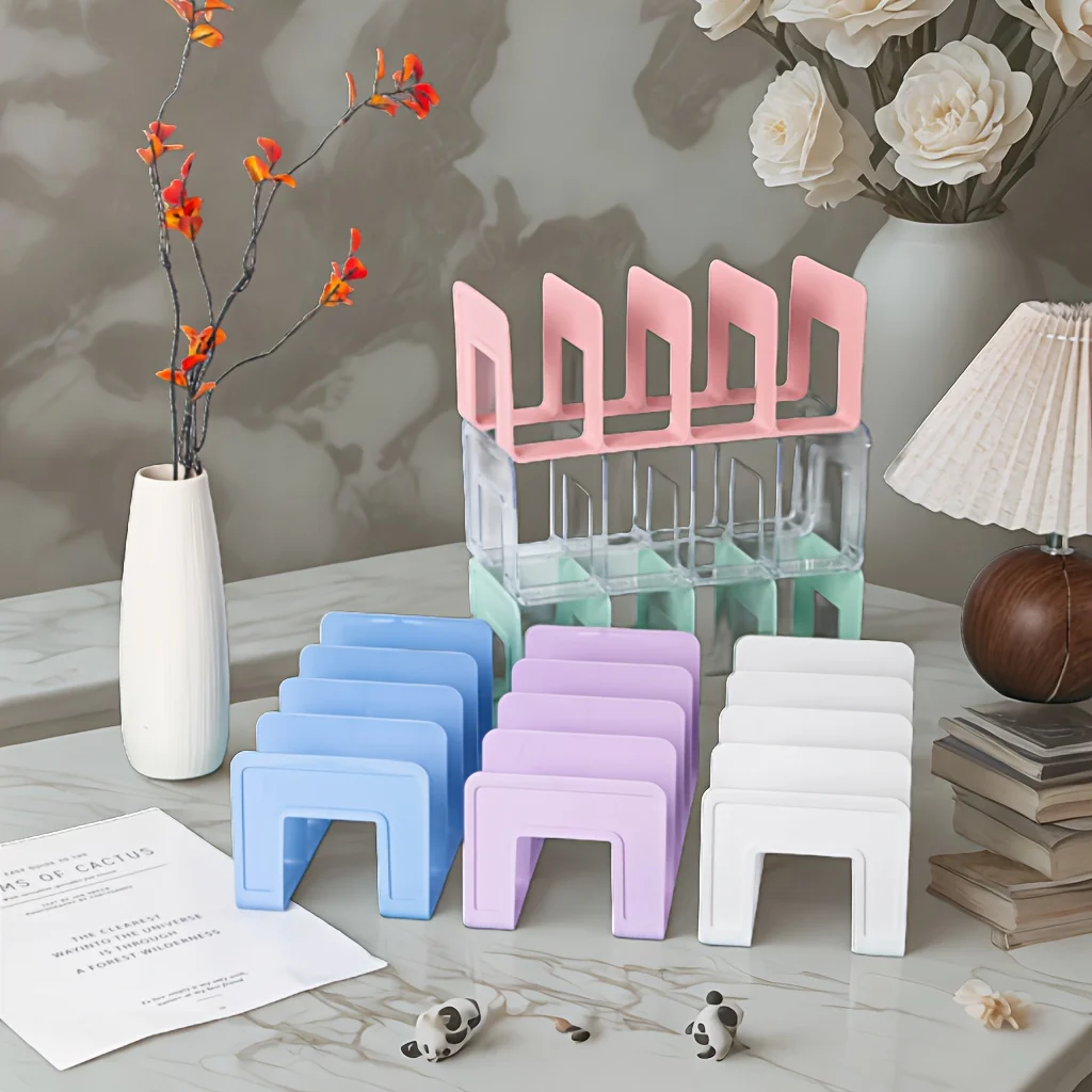 4 Grid Multi-Purpose Bookends Book Storage Stand Organizer Holder Desk Bookshelf For Book Cd Magazine File Office Supplies